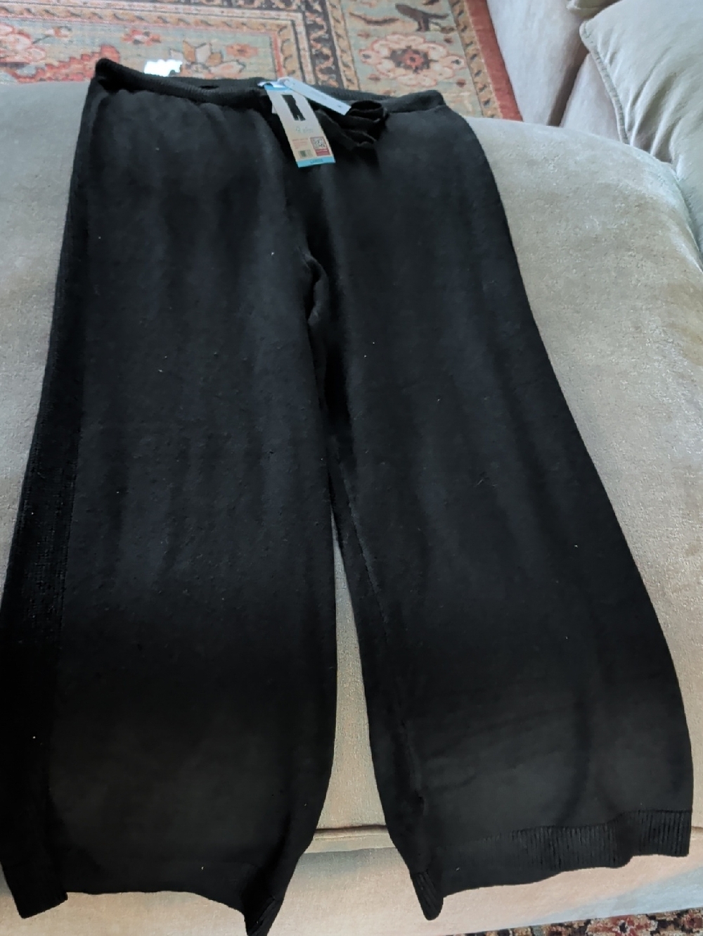 Black Wide-Leg Knit Sweater Pants